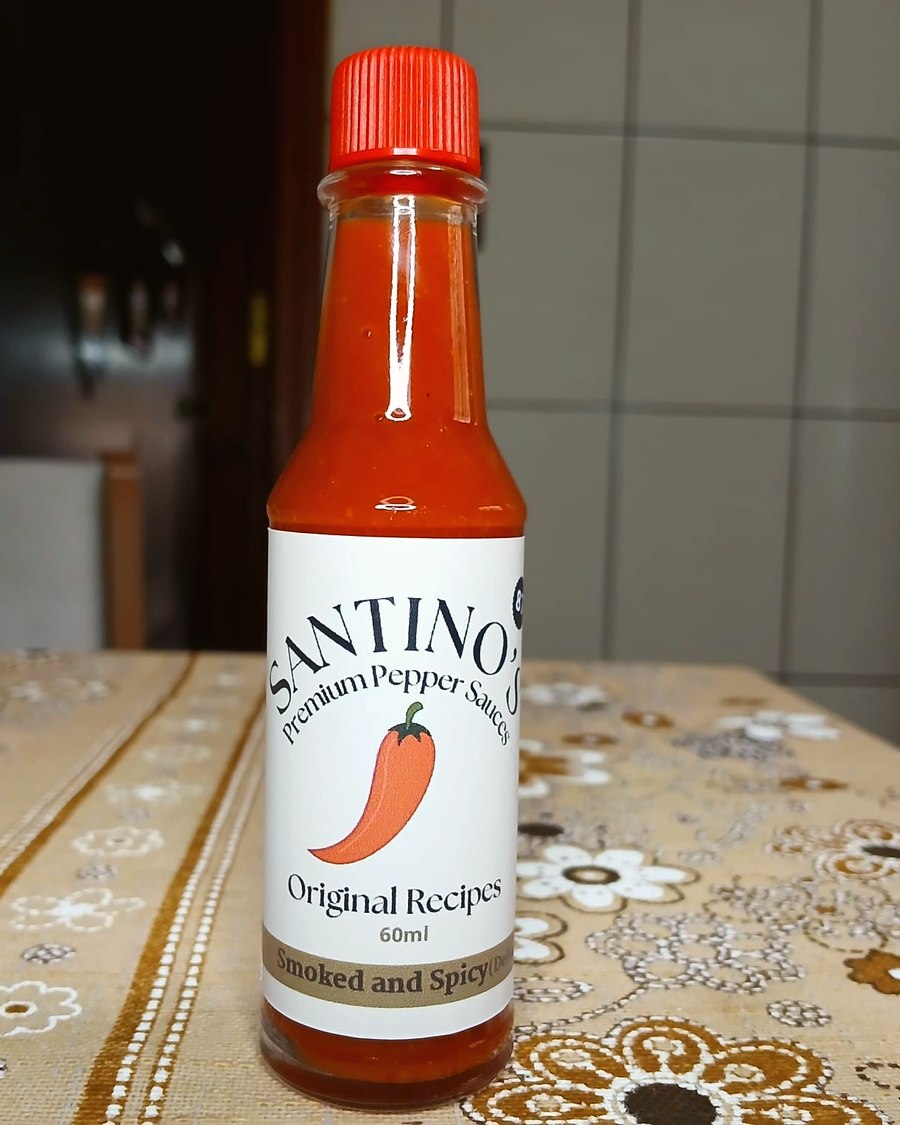 Frasco de Santino's Defumado, molho de habanero chocolate defumada de 60ml