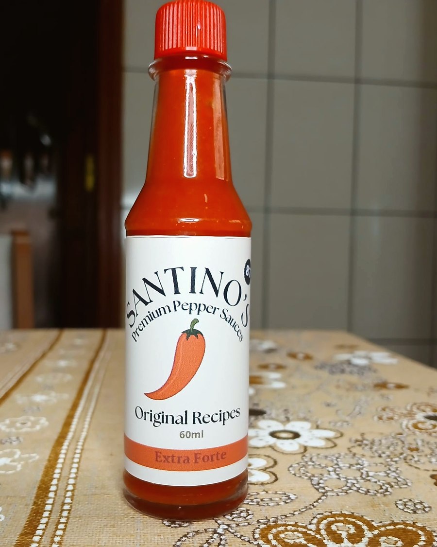 Frasco de Santino's Extra Forte, molho de Carolina Reaper de 60ml